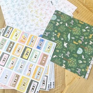 Nature and Retro Themed Scrapbook Paper Set of 14 pages